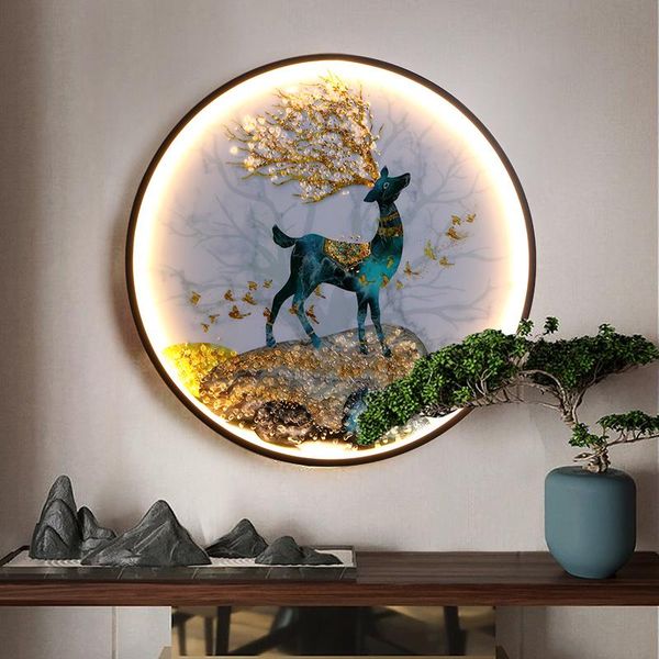 

wall lamp chinese style round led indoor bedside sconce light decor for bedroom living room loft stair