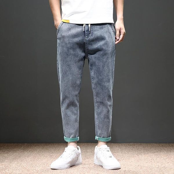 

men's jeans 2021 summer korean style retro ins tide brand casual comfortable loose large size wild, Blue