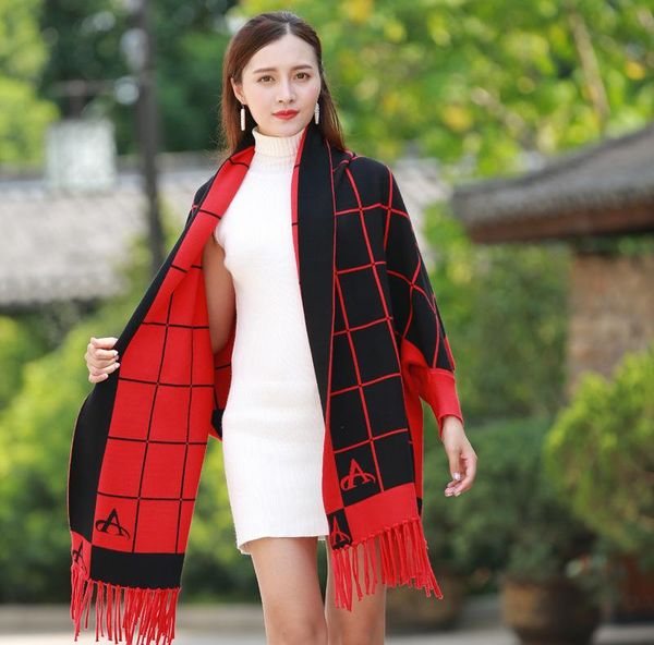 

scarves arrival fashion plaid poncho autumn winter thick large warm shawl women comfortable soft outdoor, Blue;gray