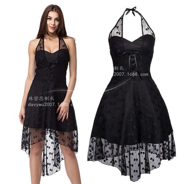 

zhu milian's new size divided halloween dress, medium length dress, princess stage dress, evening dress_rw, Black;red