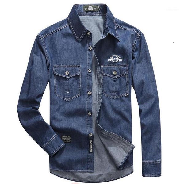 

clothing men casual shirt long sleeve fashion slim camisa jeans men's denim shirts 5xl1 rnee, White;black