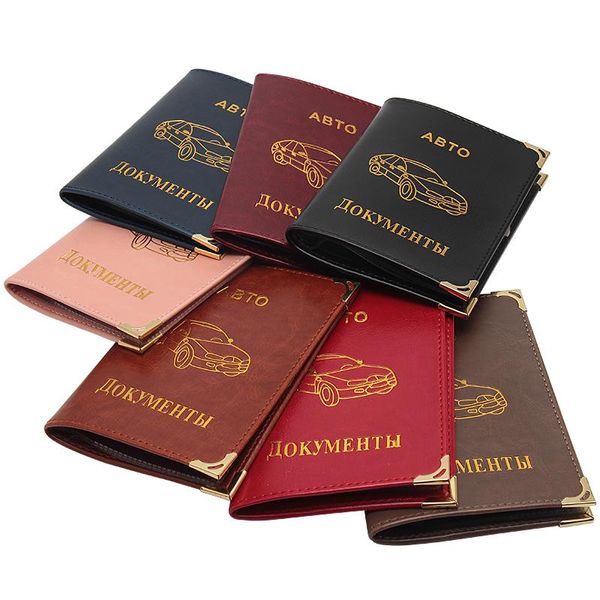 

card holders 2021 classic russian driver's license pu leather cover for car driving documents business holder id, Brown;gray