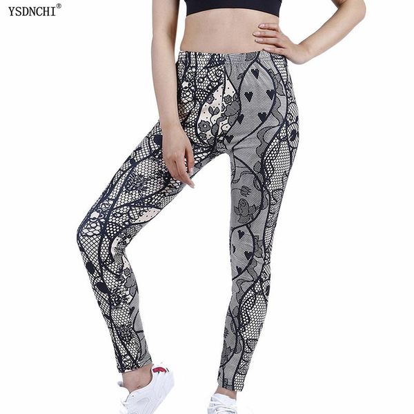 

women's leggings ysdnchi women fashion fintess legging love digital print leggins workout high elasticity ladies sporting fitness waist, Black