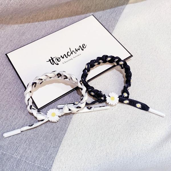 

link, chain little daisy bracelet female student korean version simple knitting couple, Black
