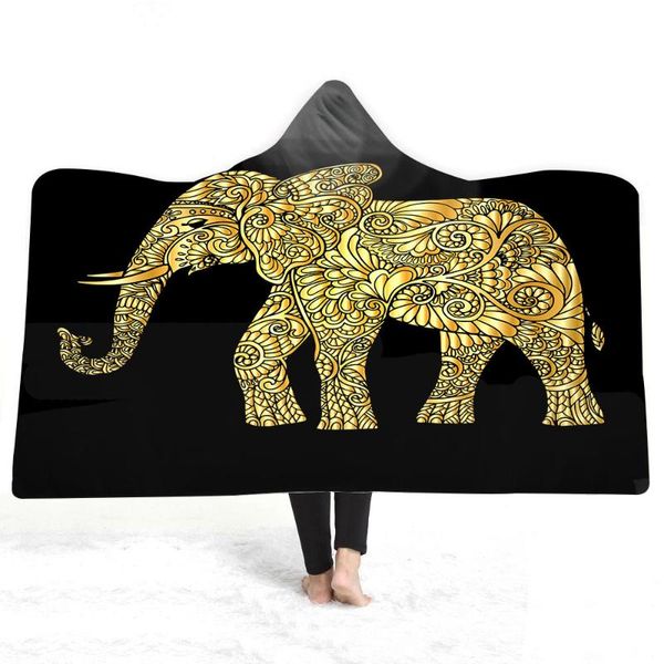 

cashmere elephant print bohemian style color series double layer thickened plush wearable blanket microfiber bed lunch break blankets