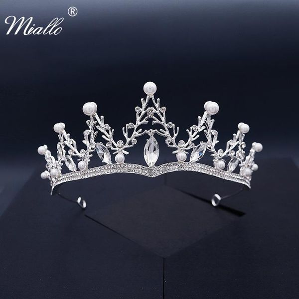 

hair clips & barrettes miallo bridal wedding accessories crystal crown for women silver color tiaras and crowns gold jewelry headpiece gifts, Golden;silver
