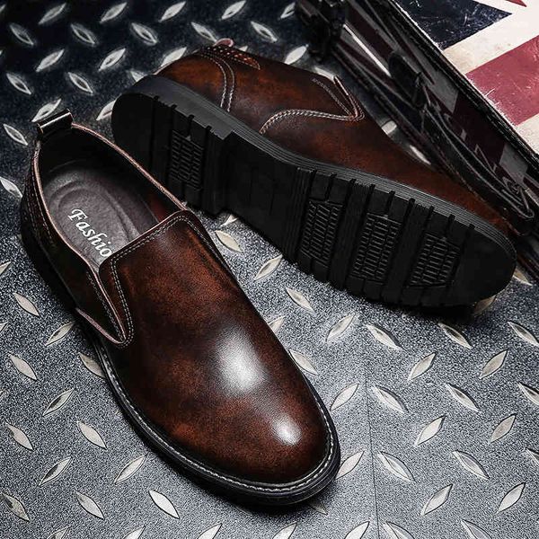

dress shoes men's retro patent leather shoes, casual tan and shoes for men, loafer style, spring er5i, Black