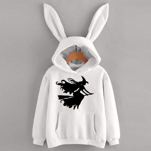 

women's hoodies & sweatshirts fairy witch printed women kawaii ears cosplay ladies sweatshirt fashion long sleeved hoodie pullover to, Black