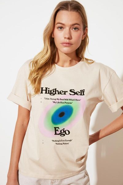 

women's t-shirt trendyol loose knitted twoss21ts2717, White