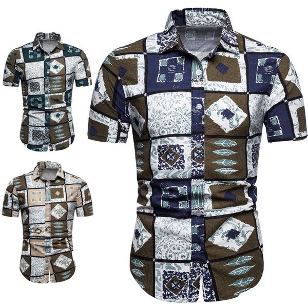 

men's shirt national style floral large casual slim fit men's short sleeve shirt, White;black