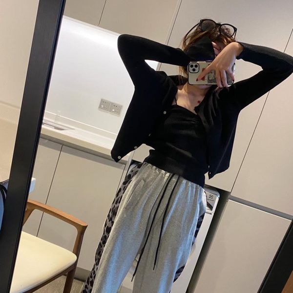 

women's knits & tees tvvovvin simple casual knitting two-piece set long sleeve cardigan sweater + v-neck camisole for spring wq2p, White