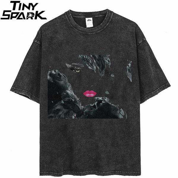 

men's t-shirts 2021 men hip hop dark style t shirt streetwear graphic print washed t-shirt harajuku cotton casual summer short sleeve t, White;black