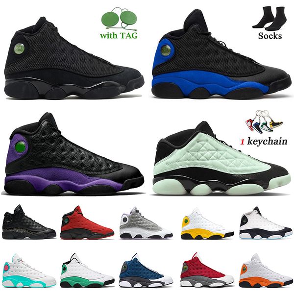 

jumpman 13 women men basketball shoes black cat hyper royal court purple houndstooth singles day 13s mens trainers phantom obsidian universi