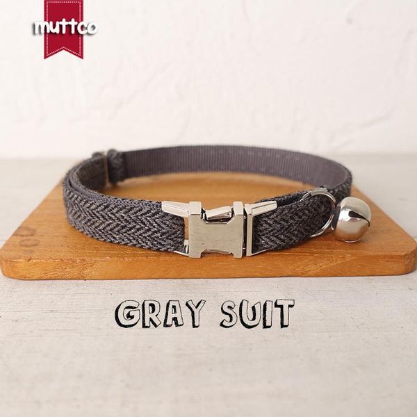 

cat collars & leads muttco retailing lovable self-design personalized gray suit handmade collar 2 sizes ucc120