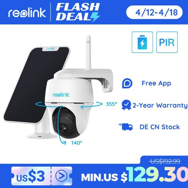 

reolink argus pt 1080p full hd outdoor battery camera wifi pan&tilt remote access solar panel included ip cameras