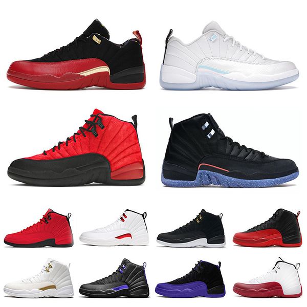 

with box mens jumpman 12 utility 12s basketball shoes low easter bowl twist flu game xii dark concord university gold stone blue bulls men