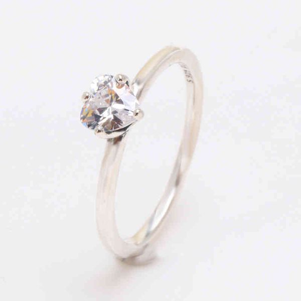 

authentic 925 sterling silver valentine's day transparent love zircon couple ring for women original jewelry, Slivery;golden