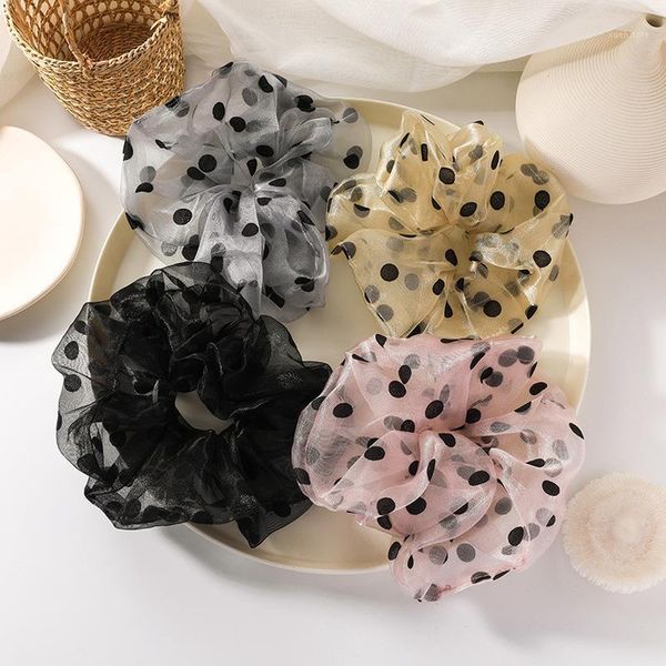 

korean simple headwear sweet cute retro ins rubber band dot large intestine circle for women fashion hair accessories1
