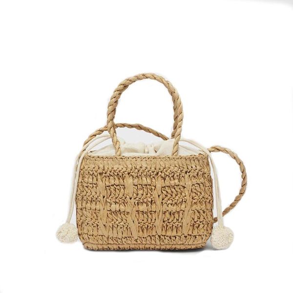

shoulder bags straw rattan woven women handbags summer mini square beach bag casual box crossbody small basket travel purse