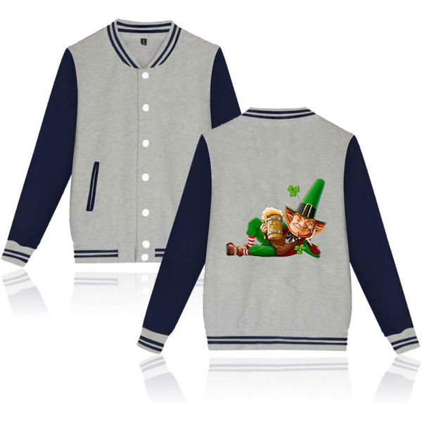 

men's hoodies & sweatshirts st. patrick spring o-neck pattern printed baseball shirt comfortable streetwear harajuku style couple jacke, Black