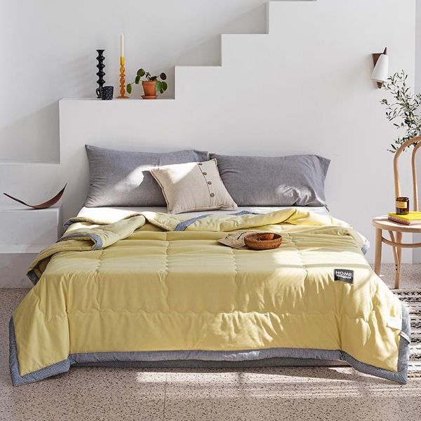 

comforters & sets pure color summer quilt yellow bedspread blanket fashion comforter soft bed cover twin full queen quilting solid bedclothe