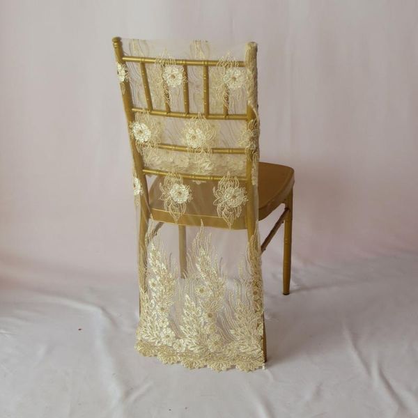 

chair covers 100 pcs gold lace cap sequin hood luxurious embroidered chiavari cover