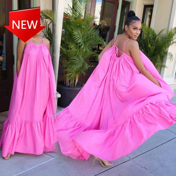 

casual dresses sleeveless high waist loose plus size pleated for women fashion dress backless summer female o neck, Black;gray