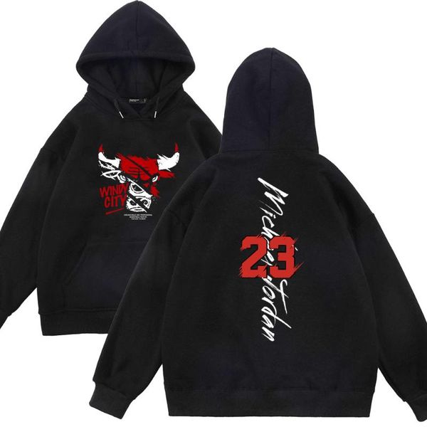 Erkek Hoodies Tişörtü Basketbol Hoodie Karalama Dikey No. 23 Dubleks Baskı Uzun Kollu Kapşonlu Kazak Erkekler Ve Kadınlar Aynı Stil Aut