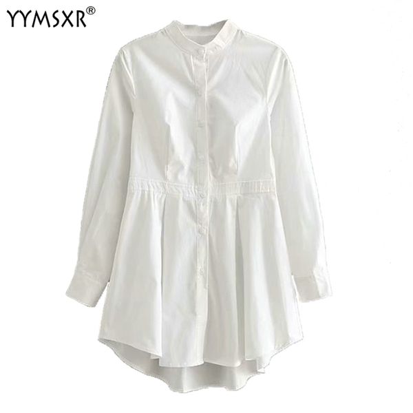 

yymsxr spring white long blouse women draped dress blusas mujer 210527