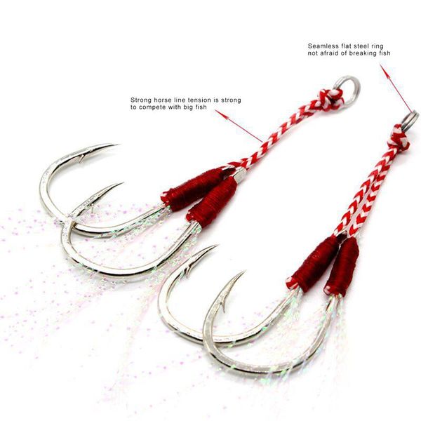 

selling durable double fishing hook portable assist jig with barb accessory hooks