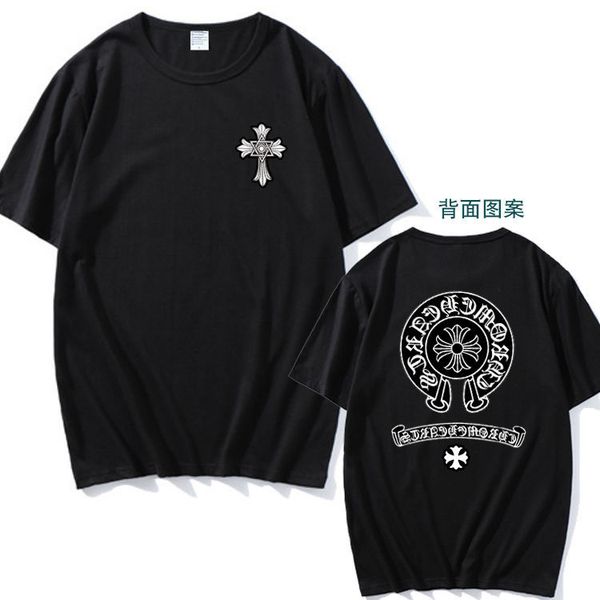 

luxury design croxintu summer couple's short tshirt printed loose large half sleeve men's and women's clothes ch crosin, White;black