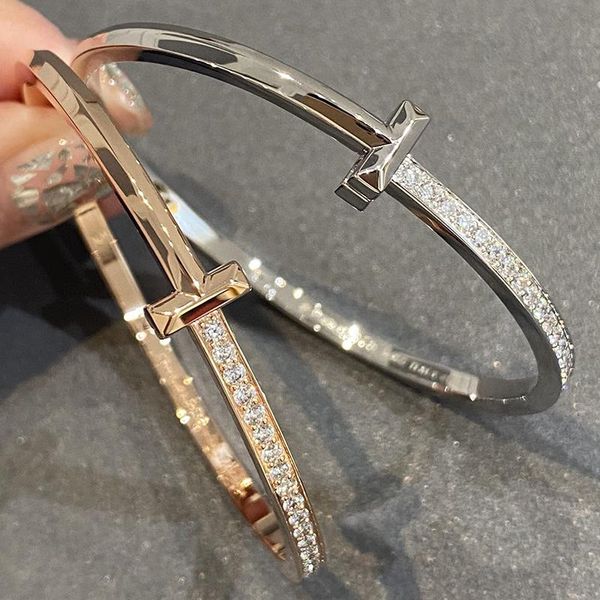 

bangle kt real925 bangles 1:1 logo shining t1 circle tif luxury jewelry brand woman 2021 selling trend, Black