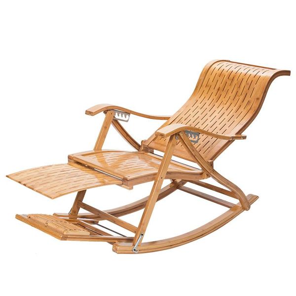 

living room furniture household lounge chair chinese foldable bamboo stable rocking with footrest adjustable old people lunch break