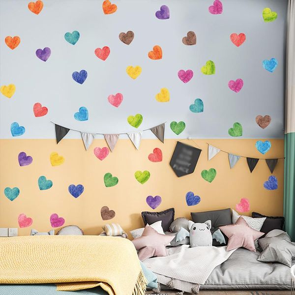 

wall stickers waterproof sticker sweet colorful heart shape wallpaper bedroom pvc decal for living room decor