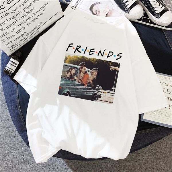 

aesthetic art oil painting mens t shirts and womens personality michelangelo summer vintage harajuku casual loose friends letter print women, White;black