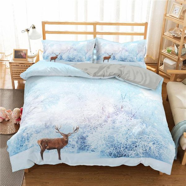 

bedding sets ropa de cama snowflakes deer duvet cover 3d king size eu 240x220 cm bedroom set north america quilting home textile