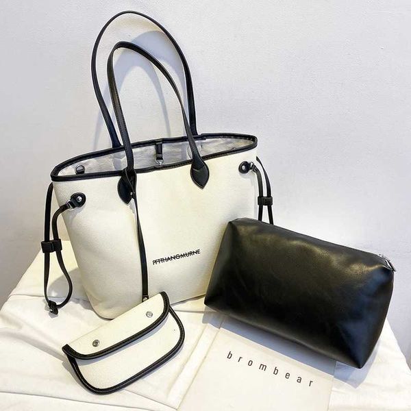 

three piece bag french minority popular canvas one shoulder messenger tote bag women's summer purse