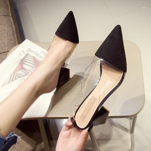 

dress shoes clear pvc transparent pumps sandals perspex heel stilettos high heels point toes womens party nightclub pump, Black