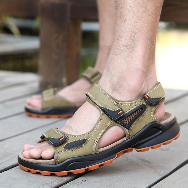 

sandals summer plus size men comfortable outdoor fashion casual shoes light breathable trend beach zapatos hombre, Black