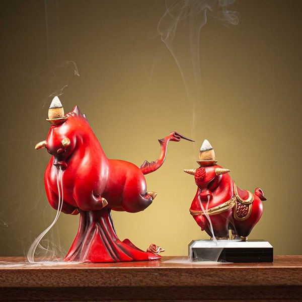 Mucca riflusso Bruciatore di incenso Scultura d'arte Soggiorno TV Scrivania Decor per Home Office Decorazione Salon Figurine Accessori Regalo