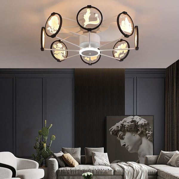 

nordic creative ceiling fan light simple dining inverter lights