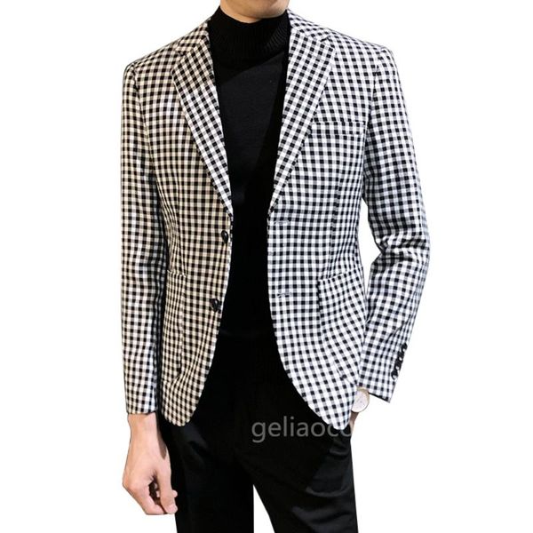 

handsome plaid groomsmen suits blazer set notch lapel mens wedding custom made coat jacket clothing design men's & blazers, White;black