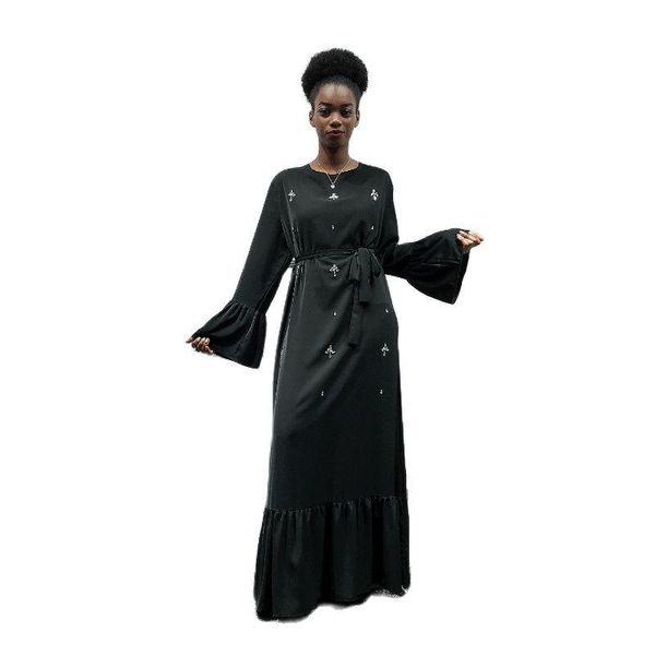 

ethnic clothing 2021 summer ladies fashion arab abaya robe middle east africa dubai muslim handmade beaded dress, Red