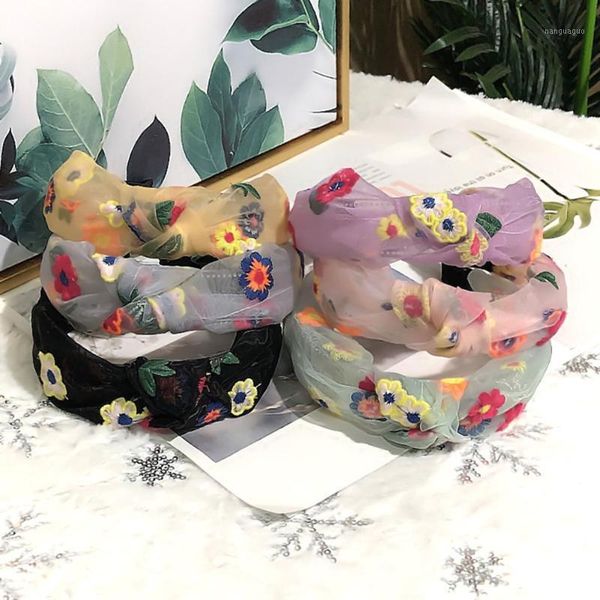 

bohemian gold glitter knot hairbands elegant daisy organza headbands for girls womens daily wide headband hair accessories1
