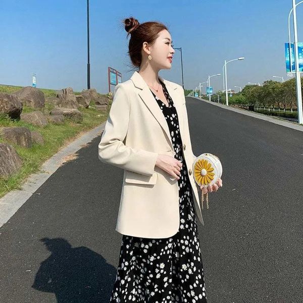 

women's suits & blazers black blazer korean version british fashion chic streetwear office ladies elegant casual loose long sleeve suit, White;black