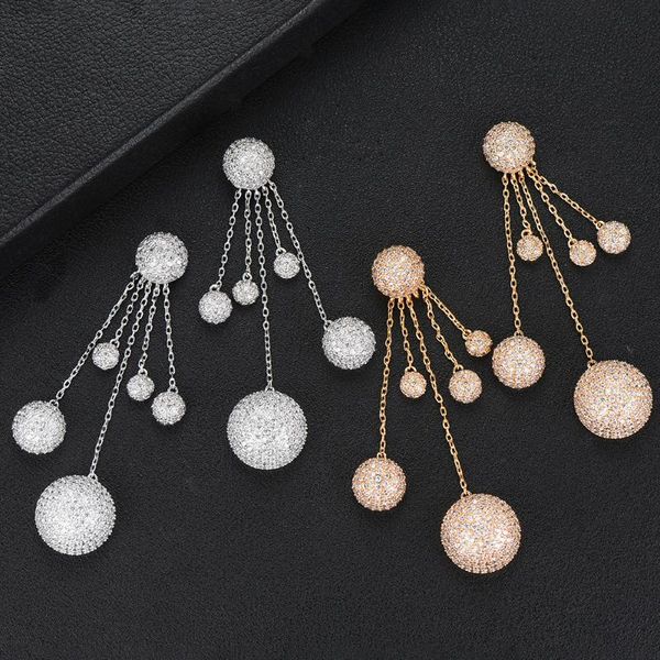 

dangle & chandelier super round balls drop earrings for noble luxury romantic women bridal actor dancer jewelry party show attractive trendy, Silver