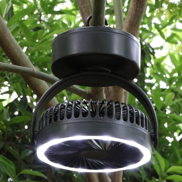 

portable led camping lantern with tent fan 2 mode battery powered usb rechargeable emergency equipment electric fans