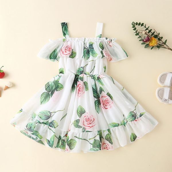 

girl's dresses wholesale summer girls floral chiffon shoulderless princess holiday beach children clothes e320 2wa9, Red;yellow