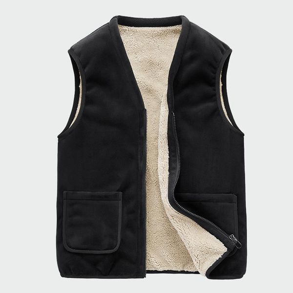 

men's vests premart 2021 winter vest men thick warm wool sleeveless windproof casual outwear male brand clothing -5xl lk013, Black;white