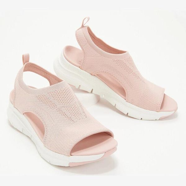 

sandals women summer mesh casual ladies wedges outdoor shallow platform shoes female slip-on light comfort plus size, Black